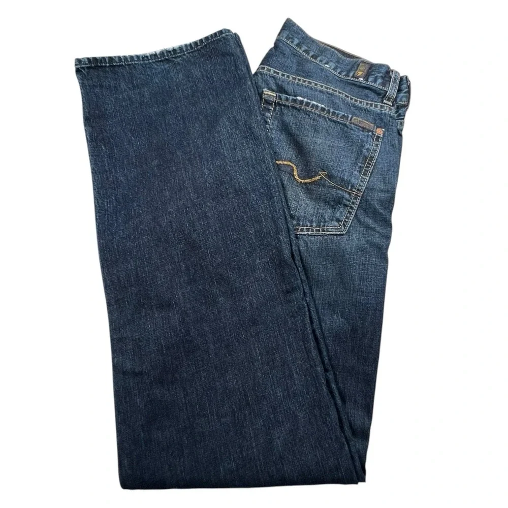 7 For All Mankind Mens 31X34 Relaxed Straight Leg Dark Wash Denim‎ Jeans